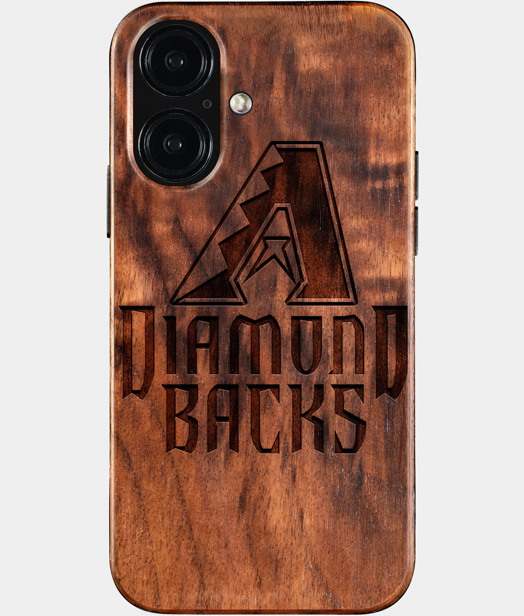 Eco-friendly Arizona Diamondbacks iPhone 16 Case - Carved Wood Custom Arizona Diamondbacks Gift For Him - Monogrammed Personalized iPhone 16 Cover By Aldergrove & Oak