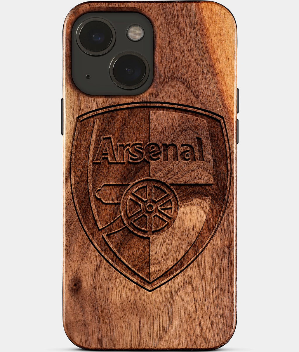 Eco-friendly Arsenal FC iPhone 15 Case - Carved Wood Custom Arsenal FC Gift For Him - Monogrammed Personalized iPhone 15 Cover By Aldergrove & Oak