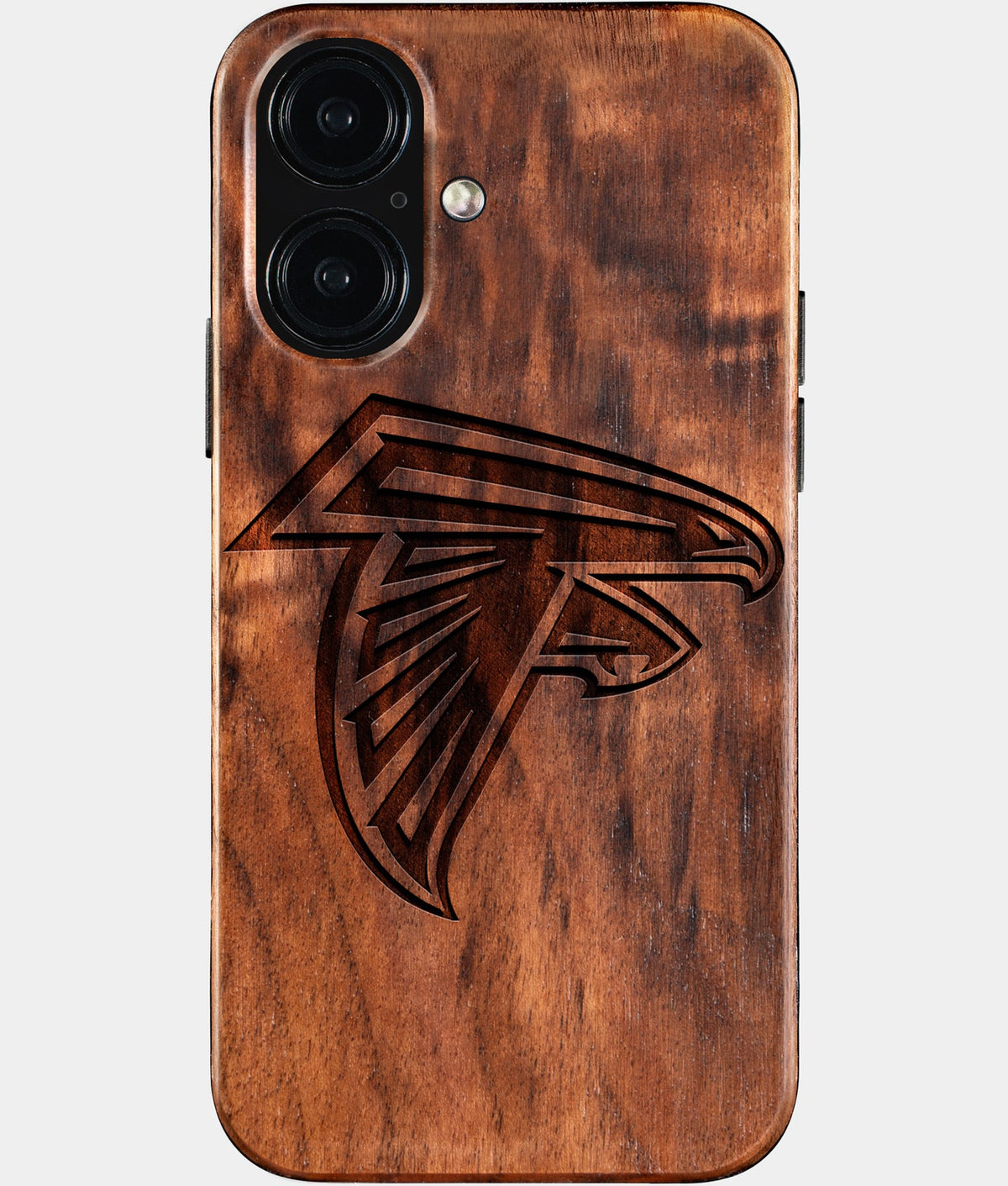 Eco-friendly Atlanta Falcons iPhone 16 Case - Carved Wood Custom Atlanta Falcons Gift For Him - Monogrammed Personalized iPhone 16 Cover By Aldergrove & Oak