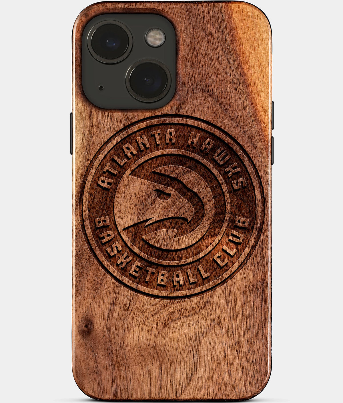 Eco-friendly Atlanta Hawks iPhone 15 Case - Carved Wood Custom Atlanta Hawks Gift For Him - Monogrammed Personalized iPhone 15 Cover By Aldergrove & Oak