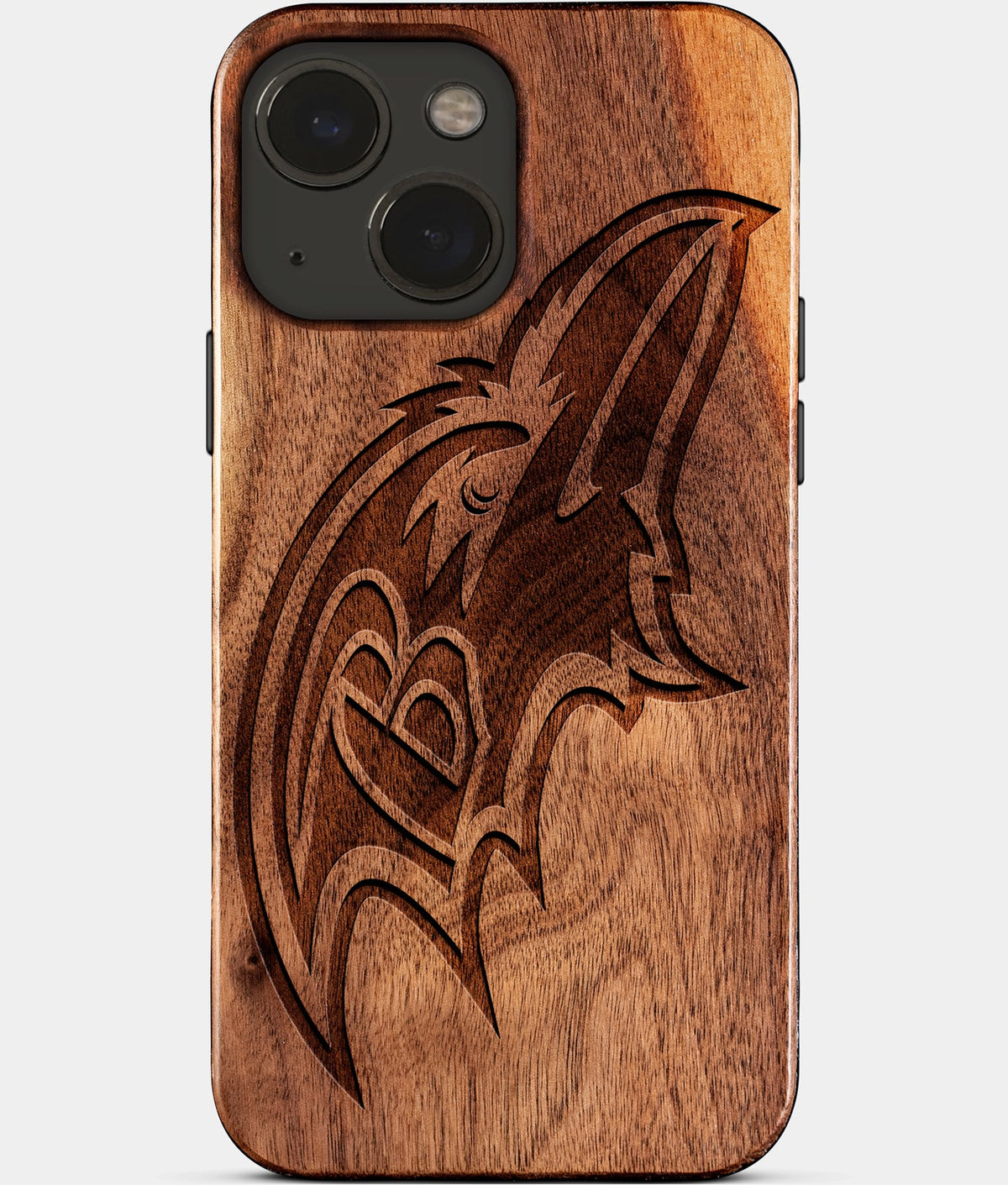 Eco-friendly Baltimore Ravens iPhone 15 Case - Carved Wood Custom Baltimore Ravens Gift For Him - Monogrammed Personalized iPhone 15 Cover By Aldergrove & Oak