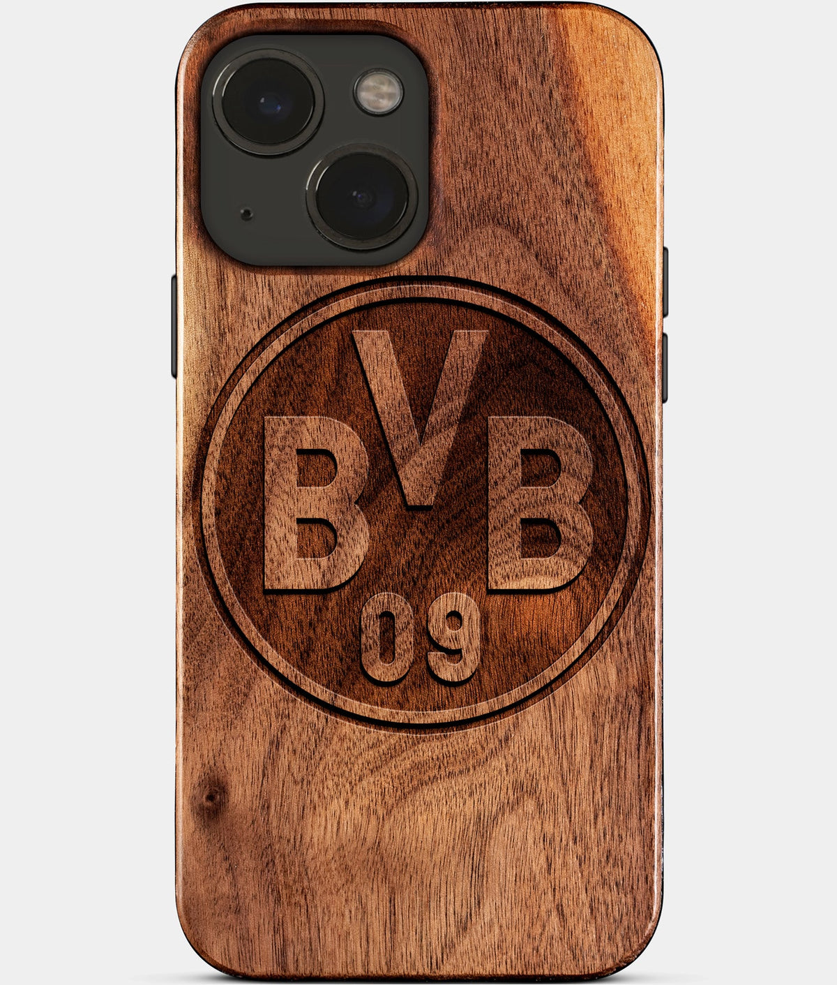Eco-friendly Borussia Dortmund iPhone 15 Case - Carved Wood Custom Borussia Dortmund Gift For Him - Monogrammed Personalized iPhone 15 Cover By Aldergrove & Oak
