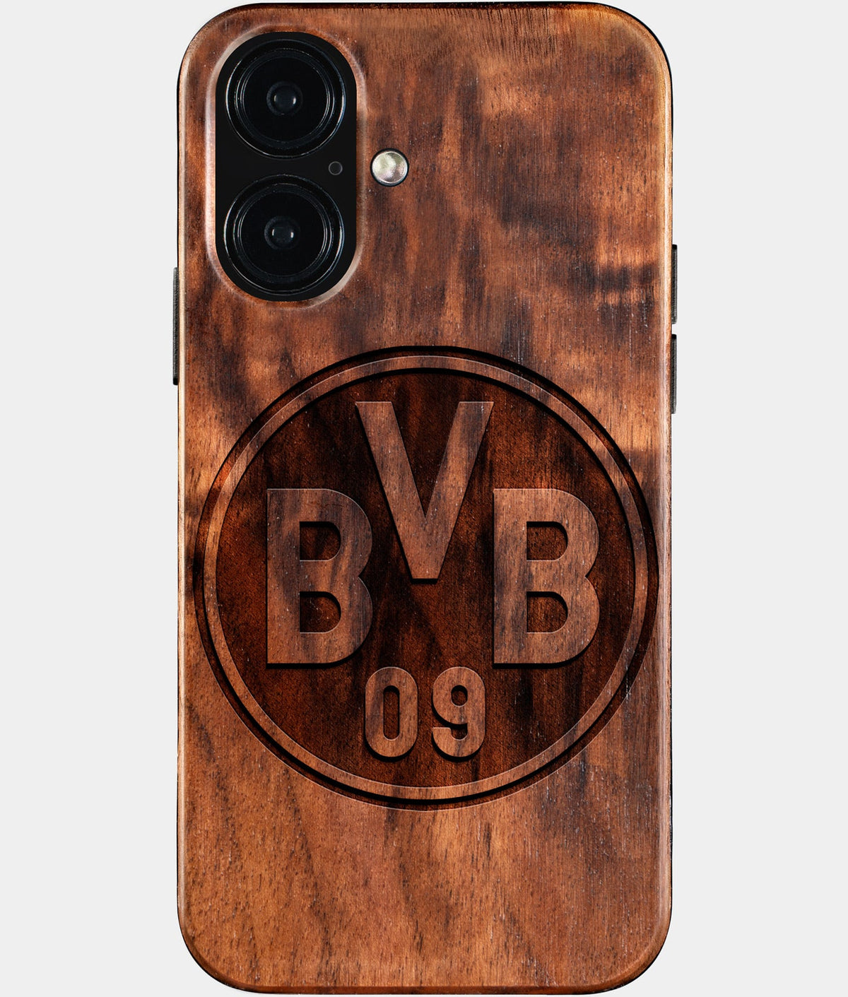 Eco-friendly Borussia Dortmund iPhone 16 Case - Carved Wood Custom Borussia Dortmund Gift For Him - Monogrammed Personalized iPhone 16 Cover By Aldergrove & Oak