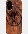 Eco-friendly Buffalo Sabres iPhone 16 Case - Carved Wood Custom Buffalo Sabres Gift For Him - Monogrammed Personalized iPhone 16 Cover By Aldergrove & Oak