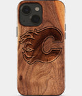 Eco-friendly Calgary Flames iPhone 15 Case - Carved Wood Custom Calgary Flames Gift For Him - Monogrammed Personalized iPhone 15 Cover By Aldergrove & Oak