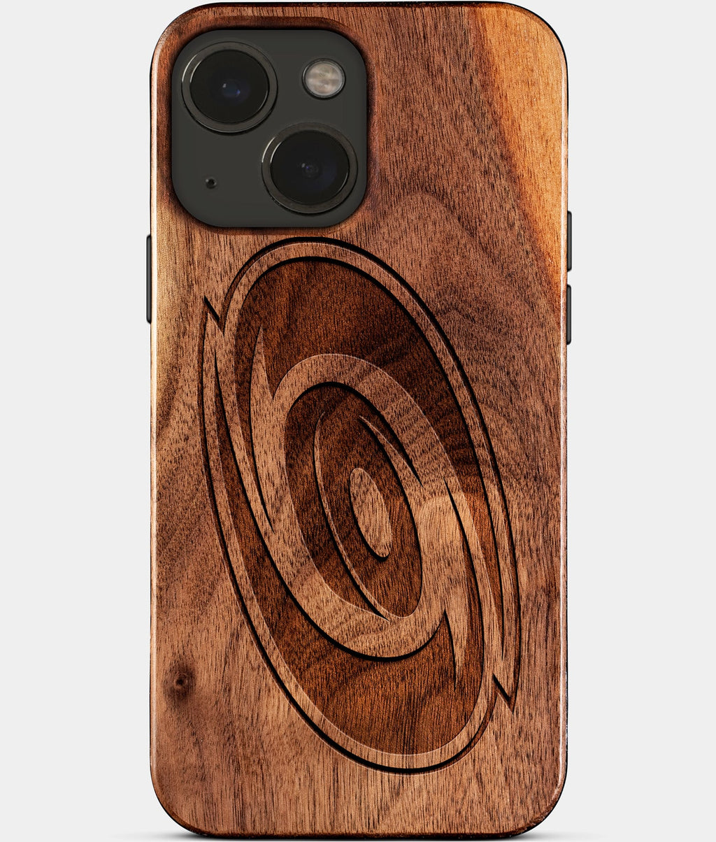 Eco-friendly Carolina Hurricanes iPhone 15 Case - Carved Wood Custom Carolina Hurricanes Gift For Him - Monogrammed Personalized iPhone 15 Cover By Aldergrove & Oak