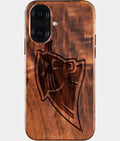 Eco-friendly Carolina Panthers iPhone 16 Case - Carved Wood Custom Carolina Panthers Gift For Him - Monogrammed Personalized iPhone 16 Cover By Aldergrove & Oak