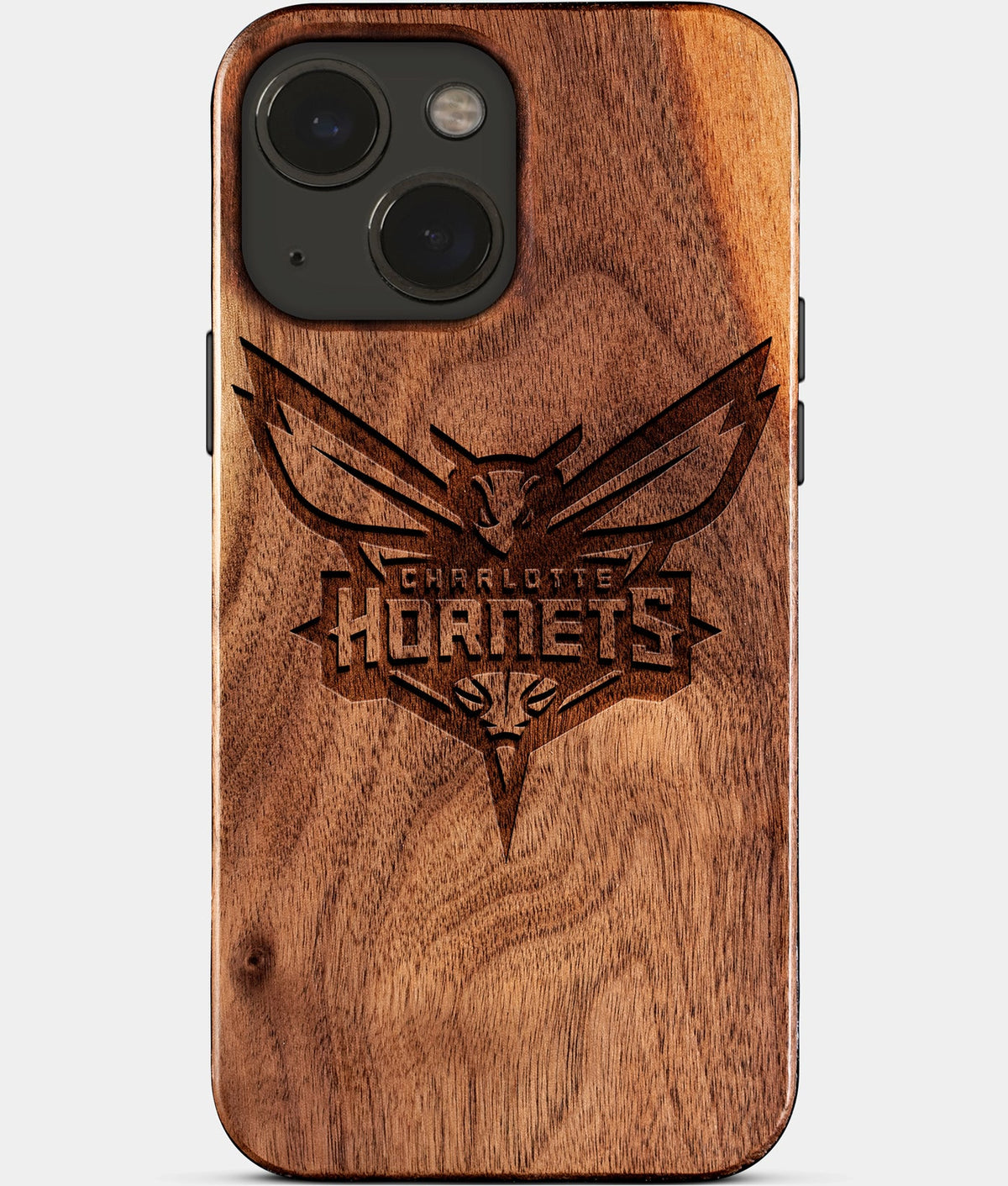 Eco-friendly Charlotte Hornets iPhone 15 Case - Carved Wood Custom Charlotte Hornets Gift For Him - Monogrammed Personalized iPhone 15 Cover By Aldergrove & Oak