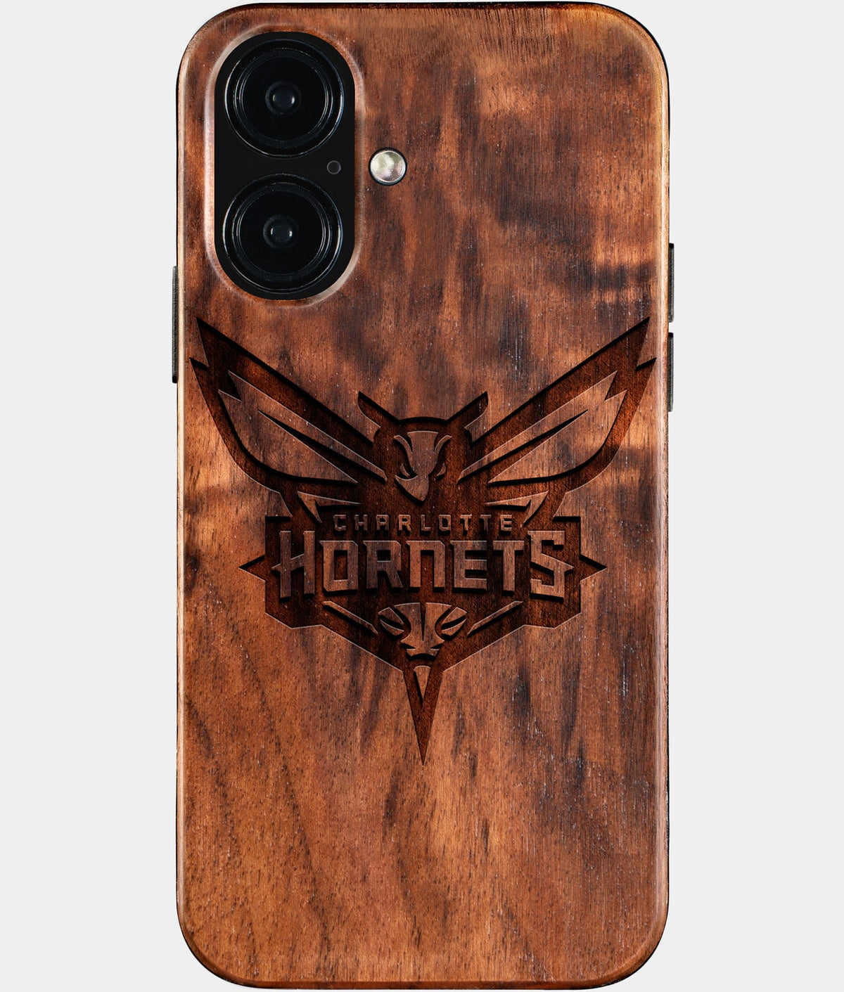 Eco-friendly Charlotte Hornets iPhone 16 Case - Carved Wood Custom Charlotte Hornets Gift For Him - Monogrammed Personalized iPhone 16 Cover By Aldergrove & Oak