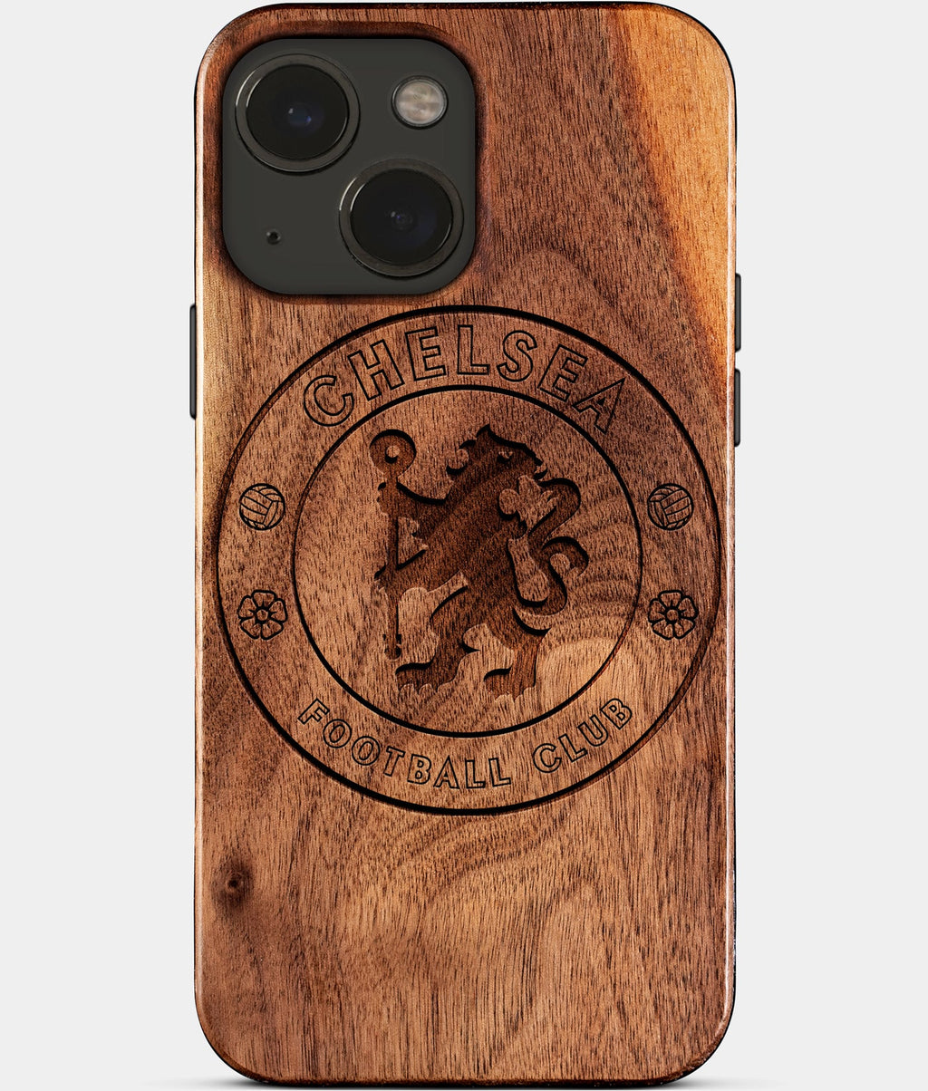 Eco-friendly Chelsea FC iPhone 15 Case - Carved Wood Custom Chelsea FC Gift For Him - Monogrammed Personalized iPhone 15 Cover By Aldergrove & Oak