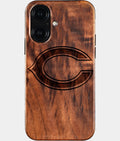 Eco-friendly Chicago Bears iPhone 16 Case - Carved Wood Custom Chicago Bears Gift For Him - Monogrammed Personalized iPhone 16 Cover By Aldergrove & Oak