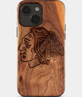 Eco-friendly Chicago Blackhawks iPhone 15 Case - Carved Wood Custom Chicago Blackhawks Gift For Him - Monogrammed Personalized iPhone 15 Cover By Aldergrove & Oak
