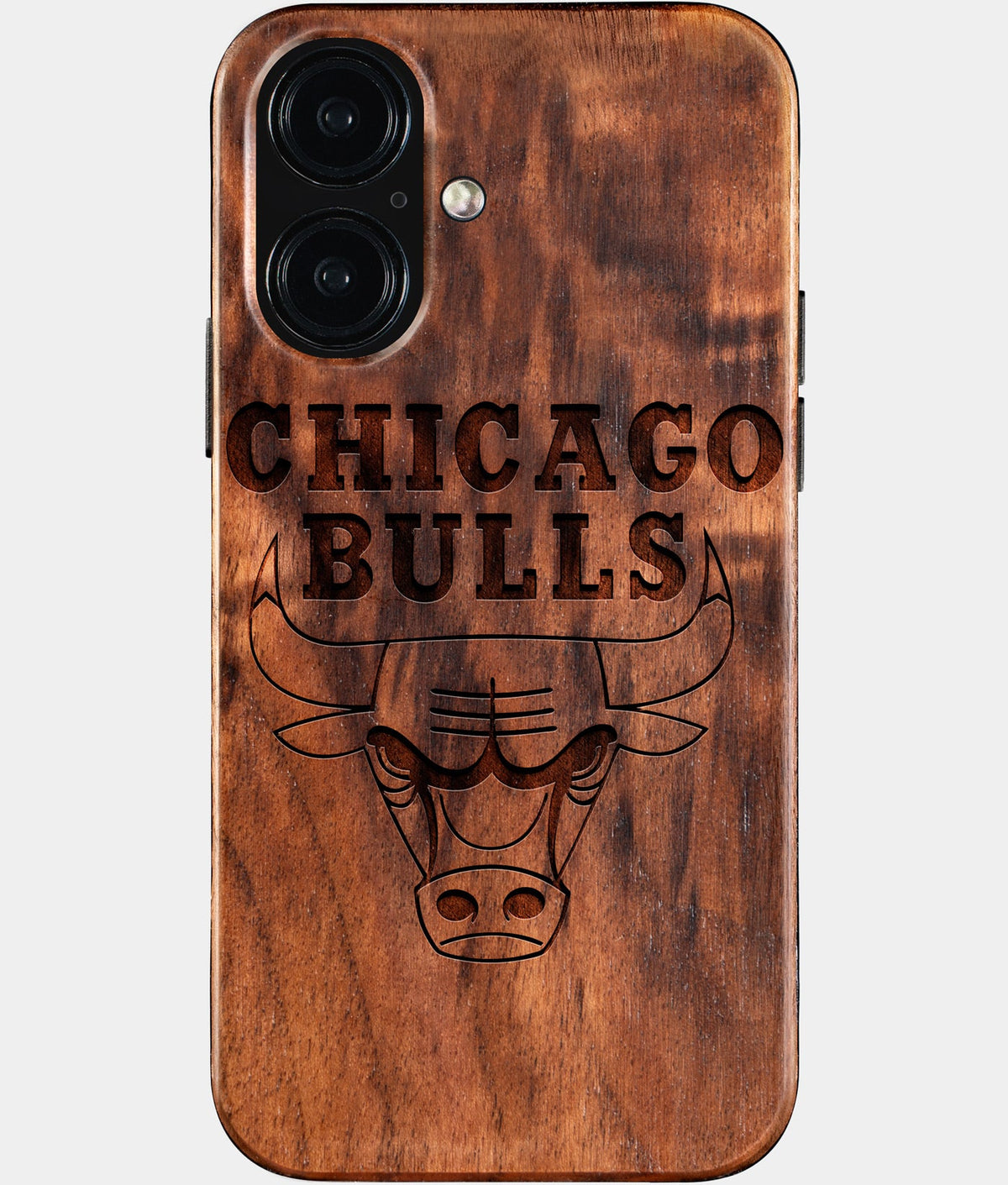 Eco-friendly Chicago Bulls iPhone 16 Case - Carved Wood Custom Chicago Bulls Gift For Him - Monogrammed Personalized iPhone 16 Cover By Aldergrove & Oak