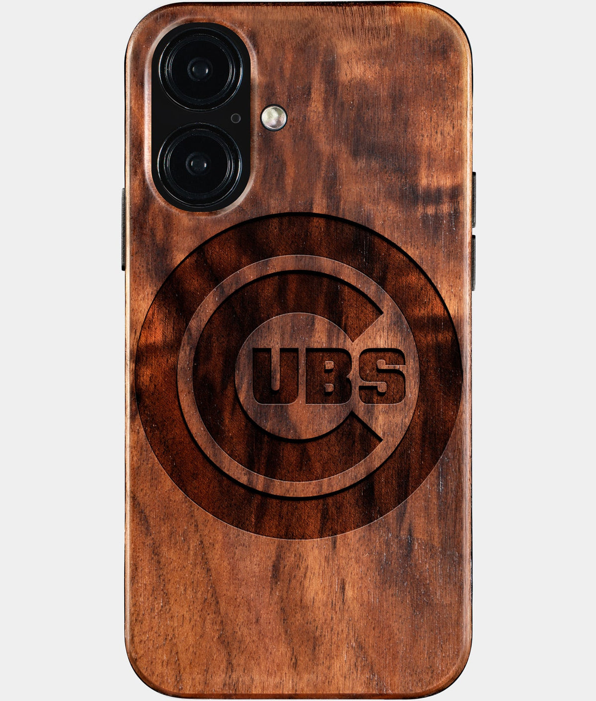 Eco-friendly Chicago Cubs iPhone 16 Case - Carved Wood Custom Chicago Cubs Gift For Him - Monogrammed Personalized iPhone 16 Cover By Aldergrove & Oak