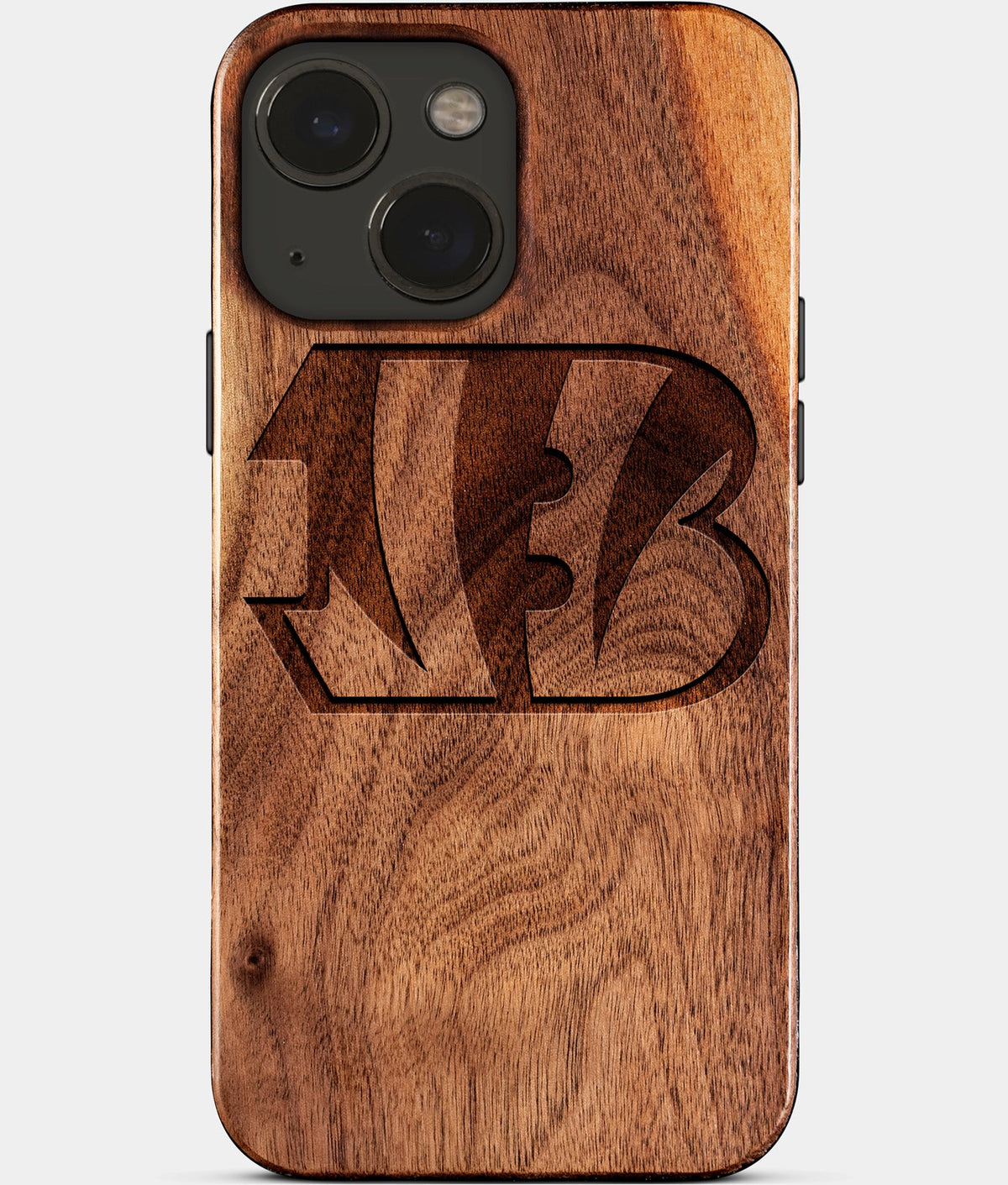 Eco-friendly Cincinnati Bengals iPhone 15 Case - Carved Wood Custom Cincinnati Bengals Gift For Him - Monogrammed Personalized iPhone 15 Cover By Aldergrove & Oak