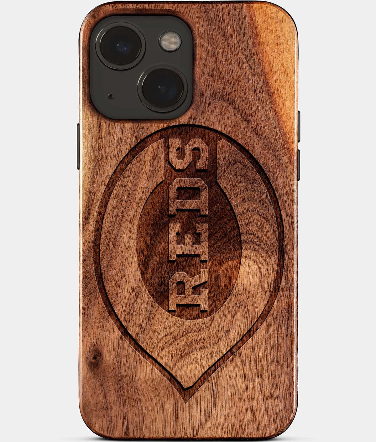 Eco-friendly Cincinnati Reds iPhone 15 Case - Carved Wood Custom Cincinnati Reds Gift For Him - Monogrammed Personalized iPhone 15 Cover By Aldergrove & Oak