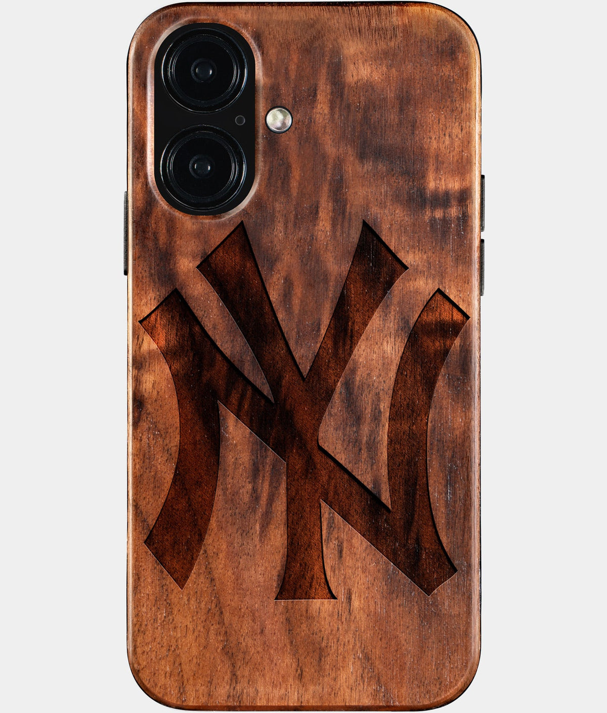 Eco-friendly Classic New York Yankees iPhone 16 Case - Carved Wood Custom New York Yankees Gift For Him - Monogrammed Personalized iPhone 16 Cover By Aldergrove & Oak