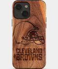 Eco-friendly Cleveland Browns iPhone 15 Case - Carved Wood Custom Cleveland Browns Gift For Him - Monogrammed Personalized iPhone 15 Cover By Aldergrove & Oak