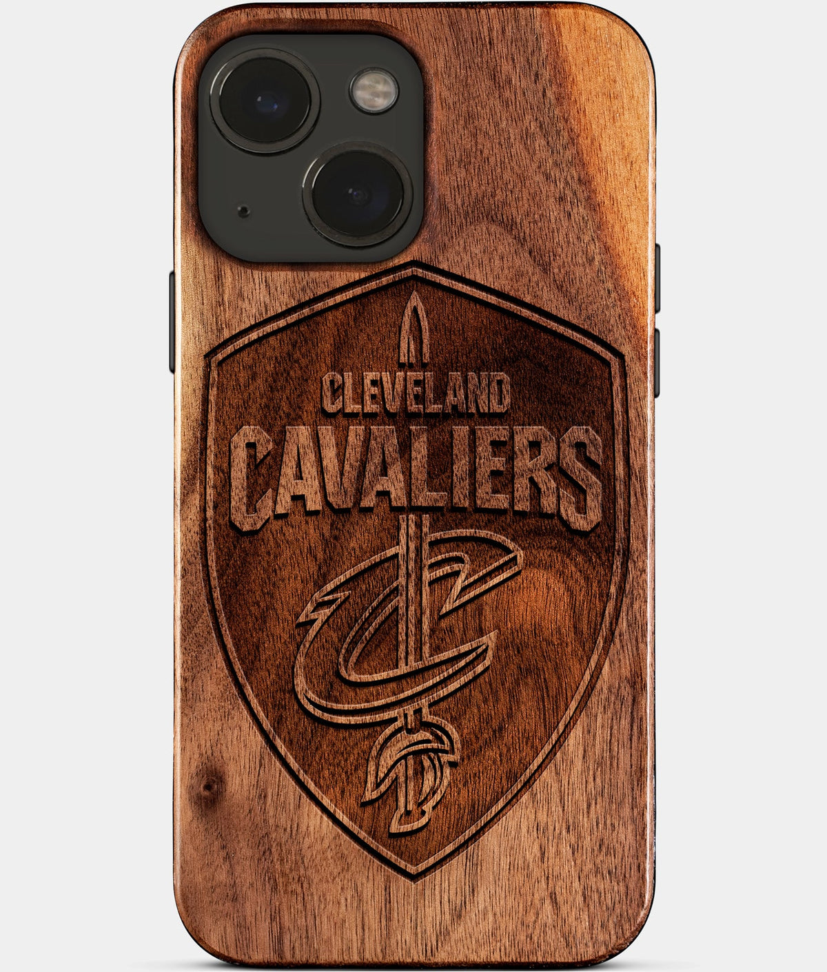 Eco-friendly Cleveland Cavaliers iPhone 15 Case - Carved Wood Custom Cleveland Cavaliers Gift For Him - Monogrammed Personalized iPhone 15 Cover By Aldergrove & Oak