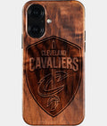 Eco-friendly Cleveland Cavaliers iPhone 16 Case - Carved Wood Custom Cleveland Cavaliers Gift For Him - Monogrammed Personalized iPhone 16 Cover By Aldergrove & Oak