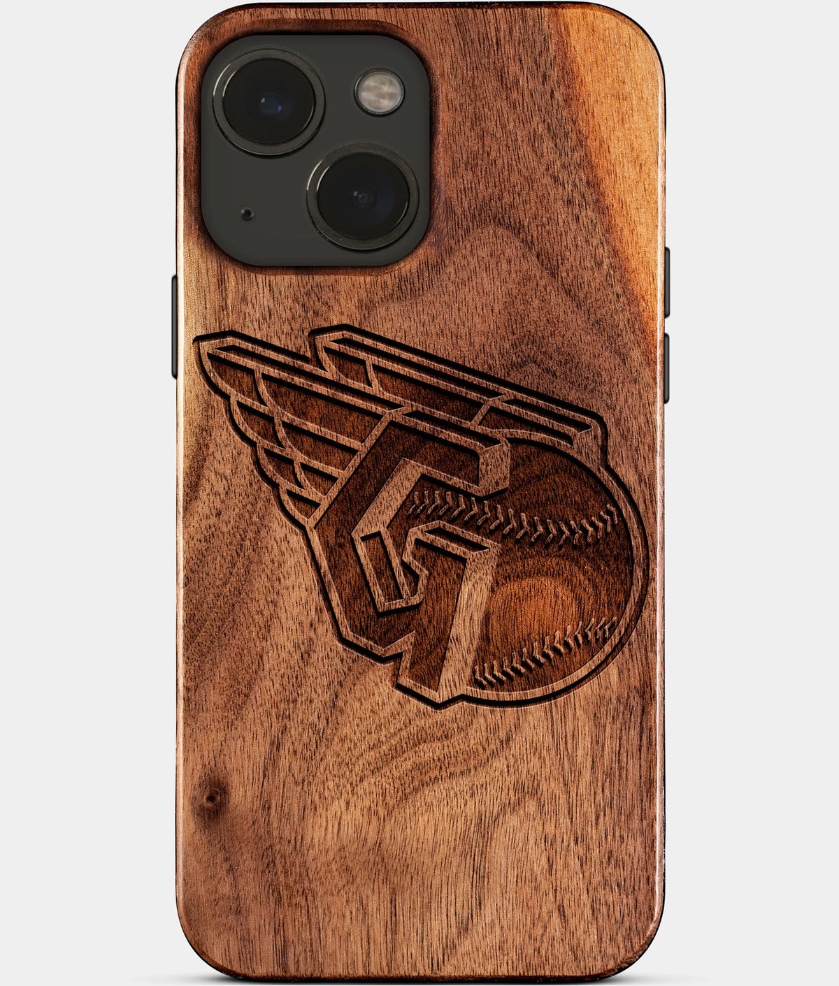 Eco-friendly Cleveland Guardians iPhone 15 Case - Carved Wood Custom Cleveland Guardians Gift For Him - Monogrammed Personalized iPhone 15 Cover By Aldergrove & Oak