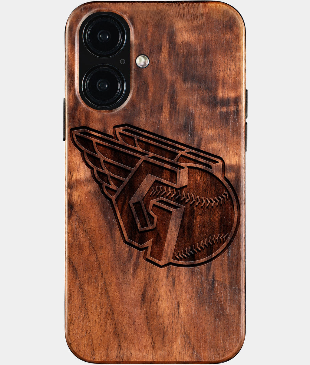 Eco-friendly Cleveland Guardians iPhone 16 Case - Carved Wood Custom Cleveland Guardians Gift For Him - Monogrammed Personalized iPhone 16 Cover By Aldergrove & Oak
