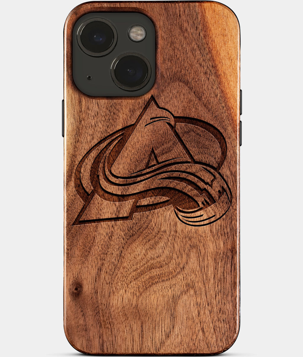 Eco-friendly Colorado Avalanche iPhone 15 Case - Carved Wood Custom Colorado Avalanche Gift For Him - Monogrammed Personalized iPhone 15 Cover By Aldergrove & Oak