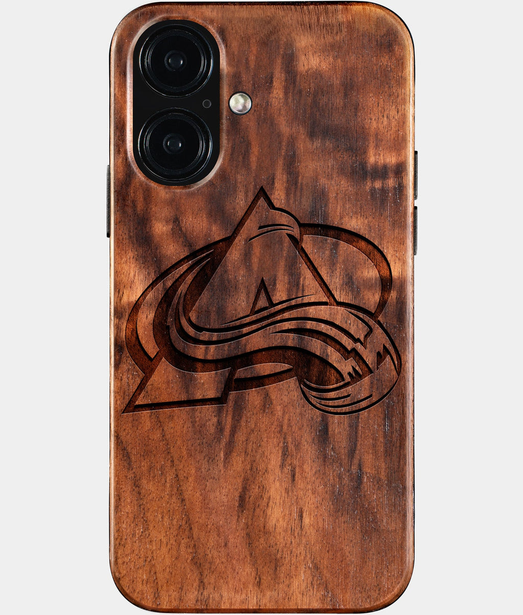 Eco-friendly Colorado Avalanche iPhone 16 Case - Carved Wood Custom Colorado Avalanche Gift For Him - Monogrammed Personalized iPhone 16 Cover By Aldergrove & Oak