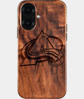 Eco-friendly Colorado Avalanche iPhone 16 Case - Carved Wood Custom Colorado Avalanche Gift For Him - Monogrammed Personalized iPhone 16 Cover By Aldergrove & Oak
