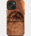 Eco-friendly Colorado Rockies iPhone 15 Case - Carved Wood Custom Colorado Rockies Gift For Him - Monogrammed Personalized iPhone 15 Cover By Aldergrove & Oak