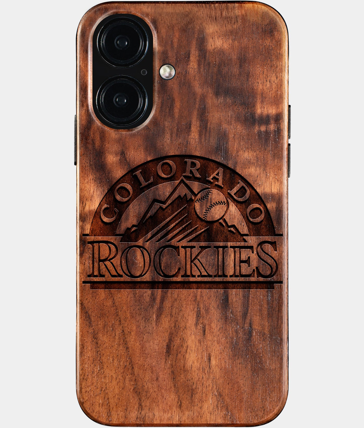 Eco-friendly Colorado Rockies iPhone 16 Case - Carved Wood Custom Colorado Rockies Gift For Him - Monogrammed Personalized iPhone 16 Cover By Aldergrove & Oak
