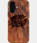Eco-friendly Columbus Blue Jackets iPhone 16 Case - Carved Wood Custom Columbus Blue Jackets Gift For Him - Monogrammed Personalized iPhone 16 Cover By Aldergrove & Oak