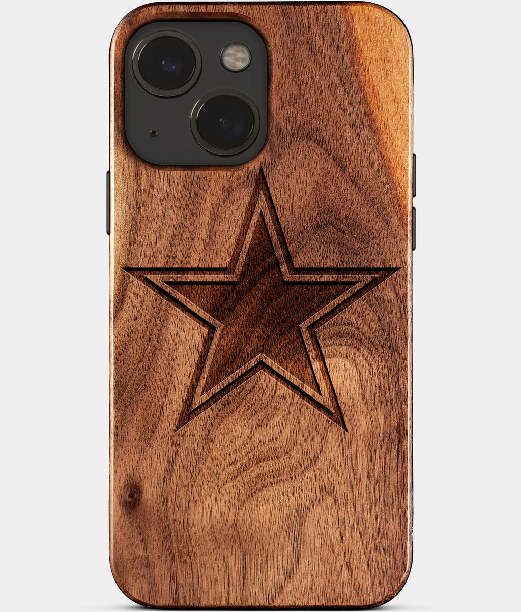 Eco-friendly Dallas Cowboys iPhone 15 Case - Carved Wood Custom Dallas Cowboys Gift For Him - Monogrammed Personalized iPhone 15 Cover By Aldergrove & Oak