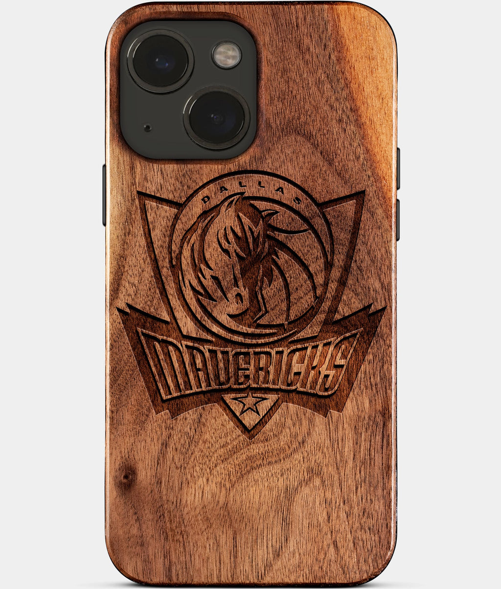 Eco-friendly Dallas Mavericks iPhone 15 Case - Carved Wood Custom Dallas Mavericks Gift For Him - Monogrammed Personalized iPhone 15 Cover By Aldergrove & Oak