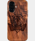 Eco-friendly Dallas Mavericks iPhone 16 Case - Carved Wood Custom Dallas Mavericks Gift For Him - Monogrammed Personalized iPhone 16 Cover By Aldergrove & Oak