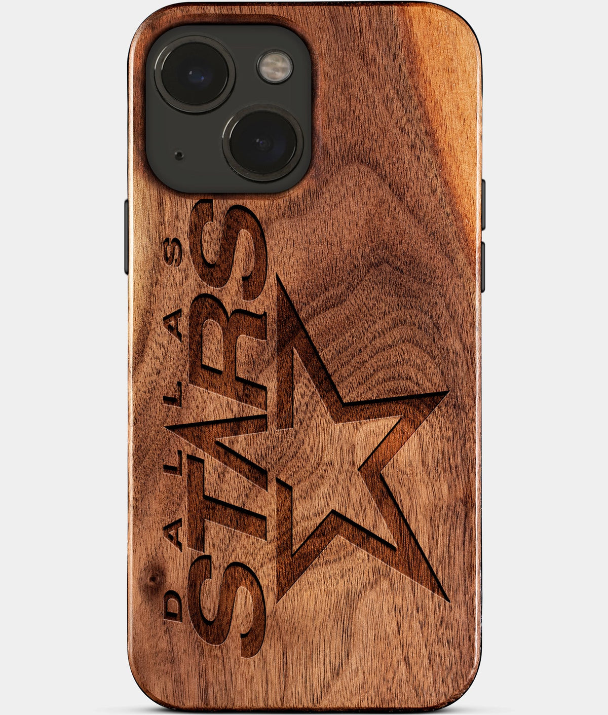 Eco-friendly Dallas Stars iPhone 15 Case - Carved Wood Custom Dallas Stars Gift For Him - Monogrammed Personalized iPhone 15 Cover By Aldergrove & Oak
