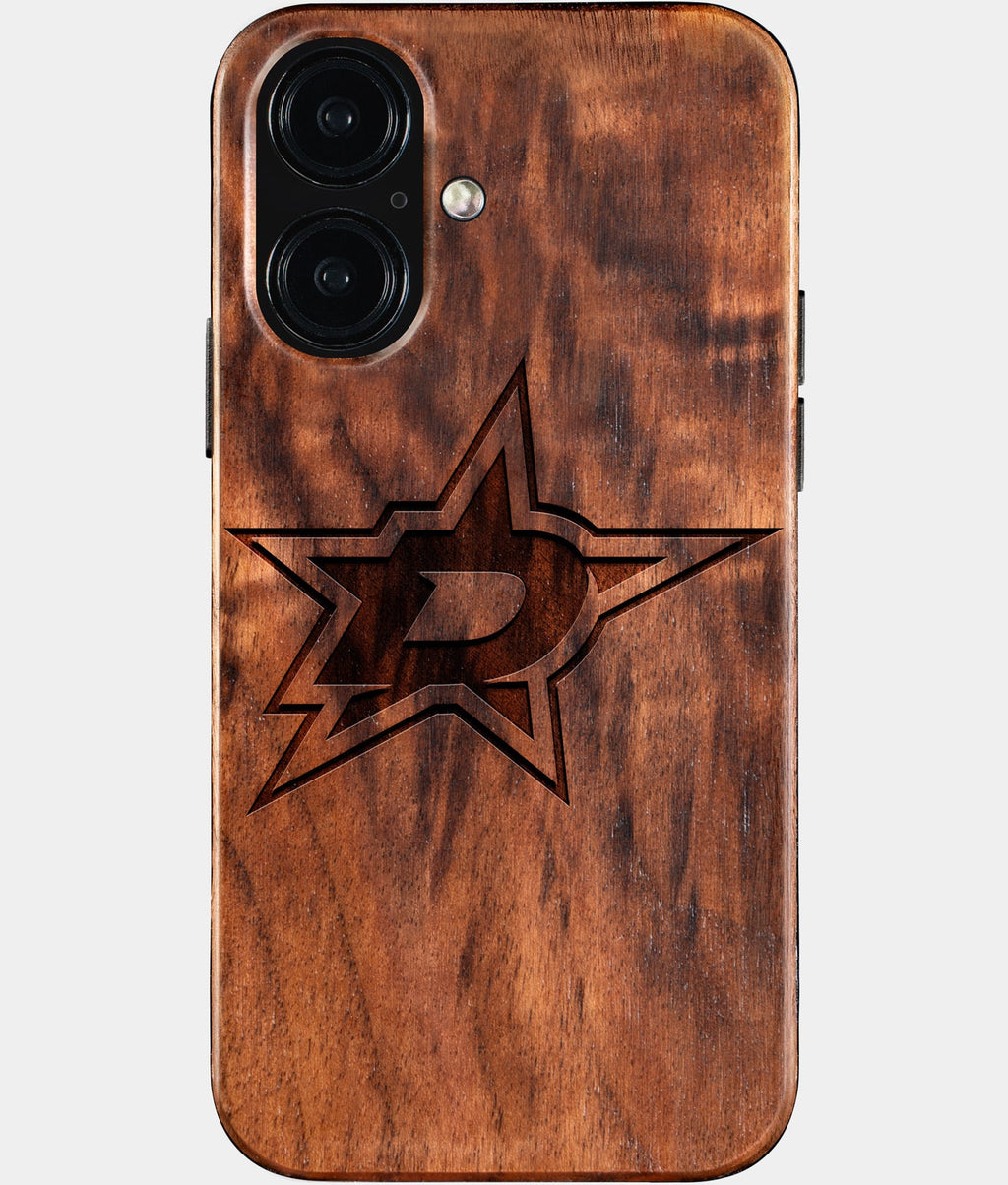 Eco-friendly Dallas Stars iPhone 16 Case - Carved Wood Custom Dallas Stars Gift For Him - Monogrammed Personalized iPhone 16 Cover By Aldergrove & Oak