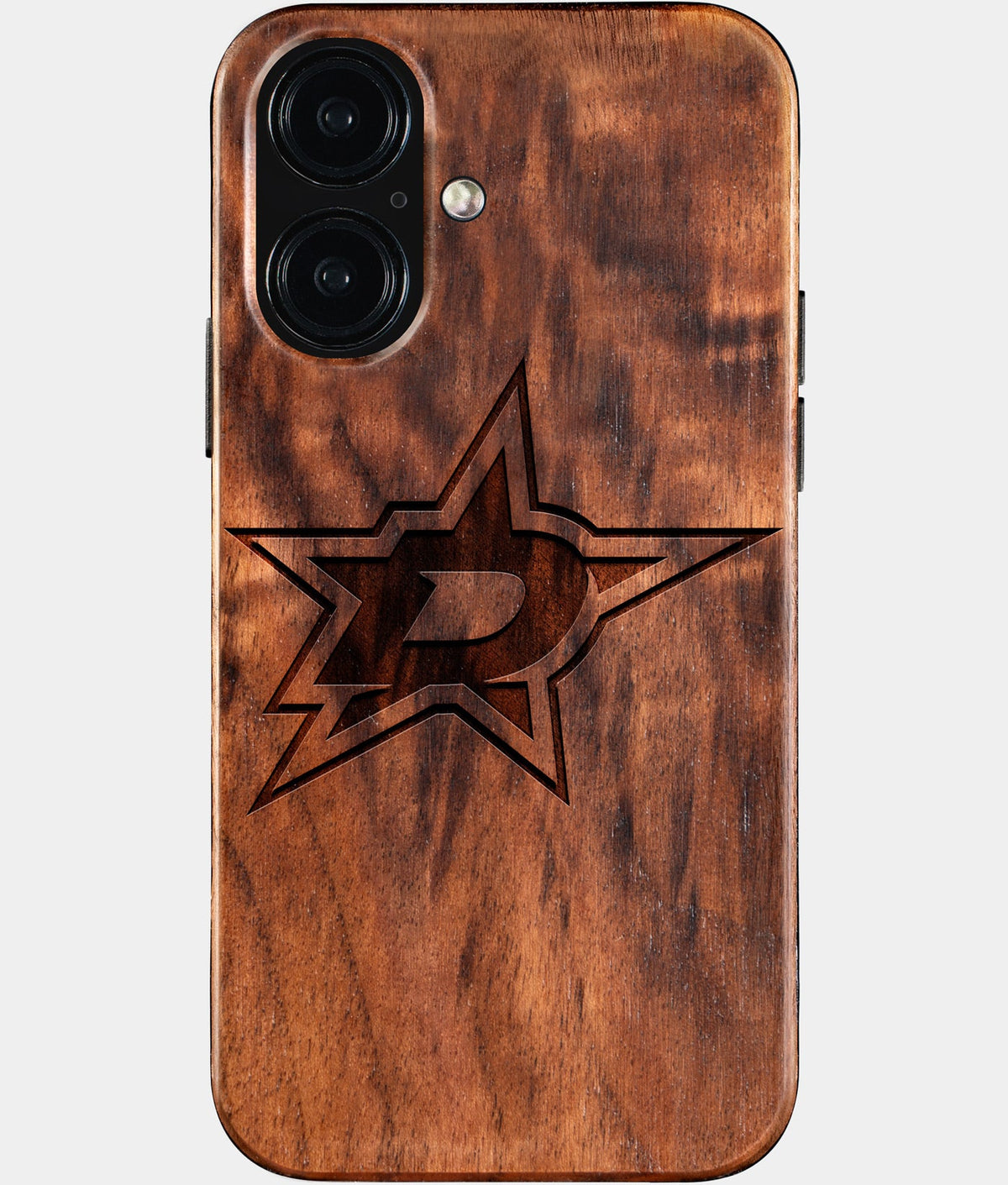 Eco-friendly Dallas Stars iPhone 16 Case - Carved Wood Custom Dallas Stars Gift For Him - Monogrammed Personalized iPhone 16 Cover By Aldergrove & Oak