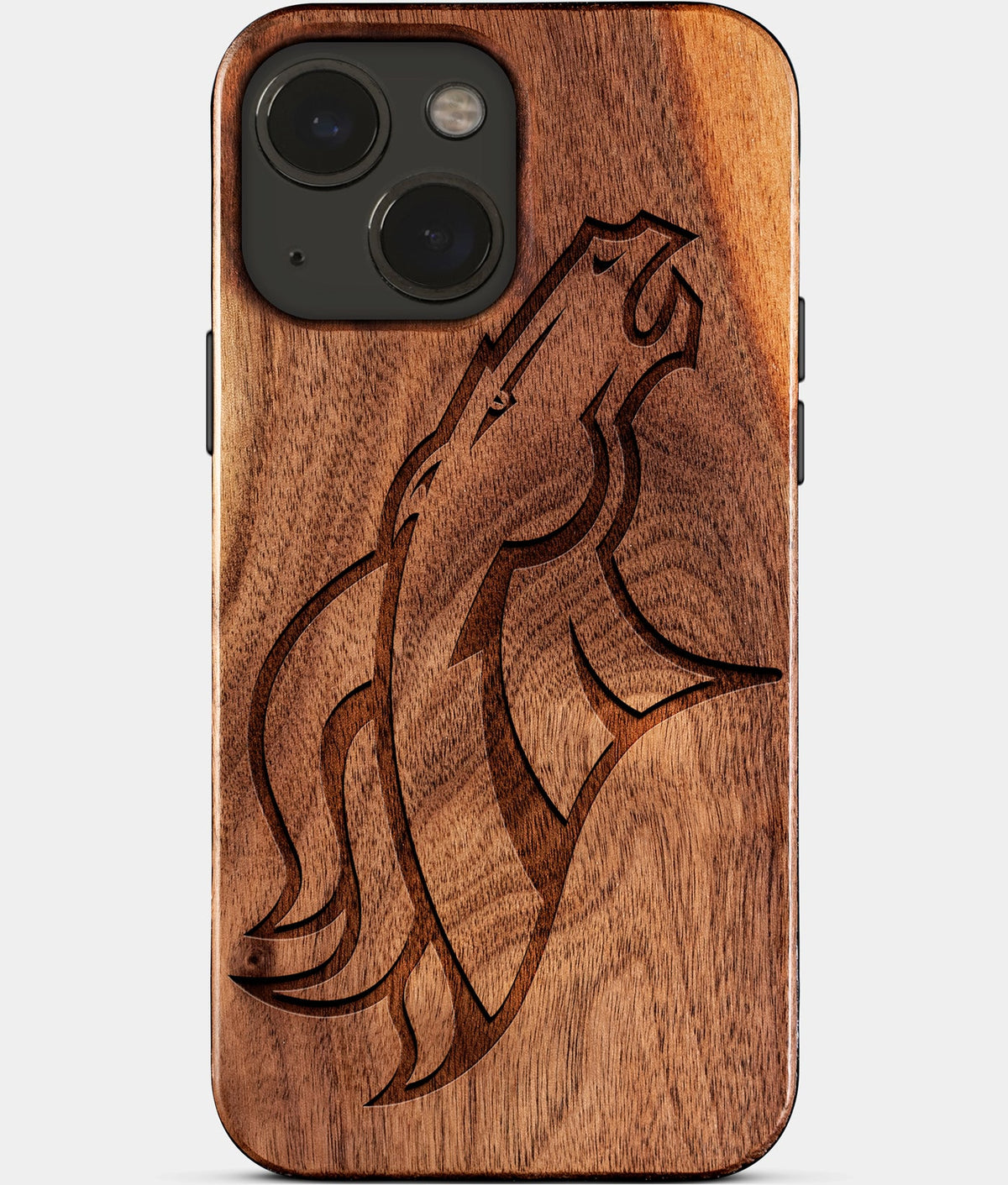 Eco-friendly Denver Broncos iPhone 15 Case - Carved Wood Custom Denver Broncos Gift For Him - Monogrammed Personalized iPhone 15 Cover By Aldergrove & Oak