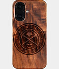Eco-friendly Denver Nuggets iPhone 16 Case - Carved Wood Custom Denver Nuggets Gift For Him - Monogrammed Personalized iPhone 16 Cover By Aldergrove & Oak
