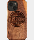 Eco-friendly Detroit Pistons iPhone 15 Case - Carved Wood Custom Detroit Pistons Gift For Him - Monogrammed Personalized iPhone 15 Cover By Aldergrove & Oak
