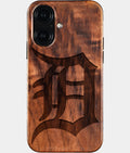 Eco-friendly Detroit Tigers iPhone 16 Case - Carved Wood Custom Detroit Tigers Gift For Him - Monogrammed Personalized iPhone 16 Cover By Aldergrove & Oak