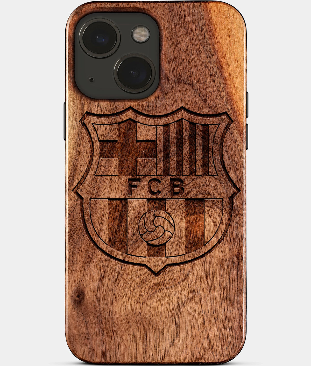 Eco-friendly FC Barcelona iPhone 15 Case - Carved Wood Custom FC Barcelona Gift For Him - Monogrammed Personalized iPhone 15 Cover By Aldergrove & Oak
