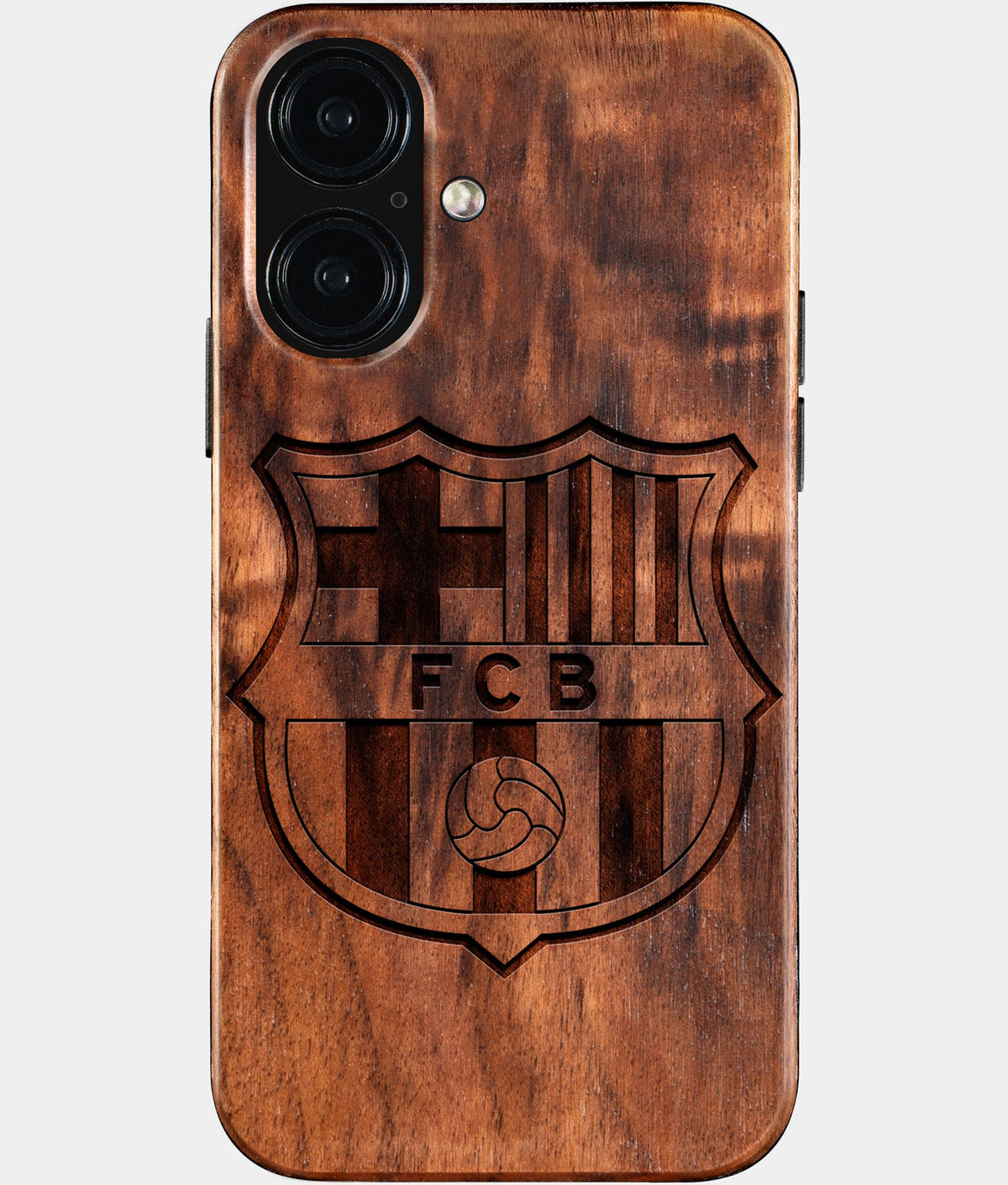 Eco-friendly FC Barcelona iPhone 16 Case - Carved Wood Custom FC Barcelona Gift For Him - Monogrammed Personalized iPhone 16 Cover By Aldergrove & Oak