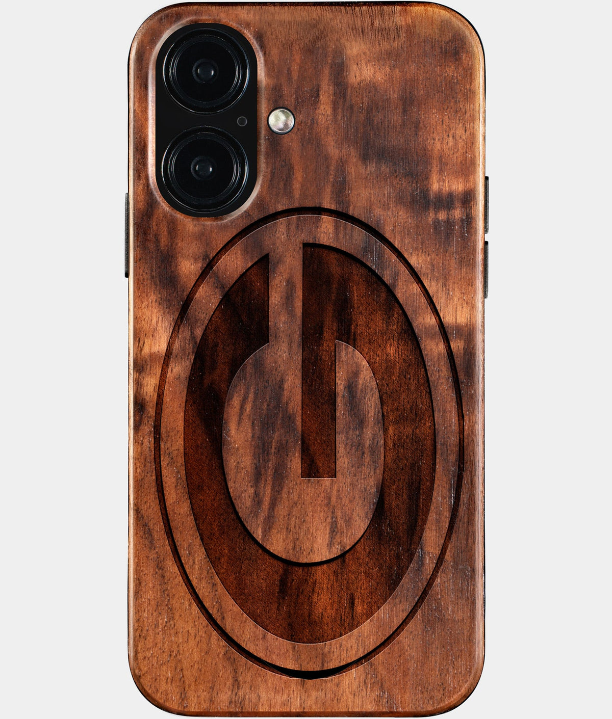 Eco-friendly Green Bay Packers iPhone 16 Case - Carved Wood Custom Green Bay Packers Gift For Him - Monogrammed Personalized iPhone 16 Cover By Aldergrove & Oak