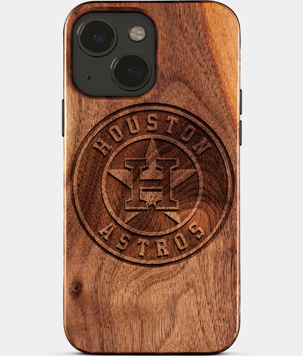Eco-friendly Houston Astros iPhone 15 Case - Carved Wood Custom Houston Astros Gift For Him - Monogrammed Personalized iPhone 15 Cover By Aldergrove & Oak