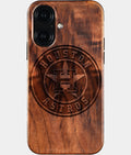Eco-friendly Houston Astros iPhone 16 Case - Carved Wood Custom Houston Astros Gift For Him - Monogrammed Personalized iPhone 16 Cover By Aldergrove & Oak