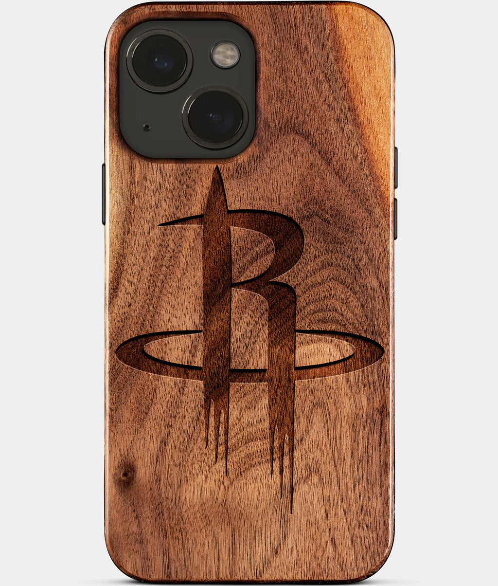 Eco-friendly Houston Rockets iPhone 15 Case - Carved Wood Custom Houston Rockets Gift For Him - Monogrammed Personalized iPhone 15 Cover By Aldergrove & Oak
