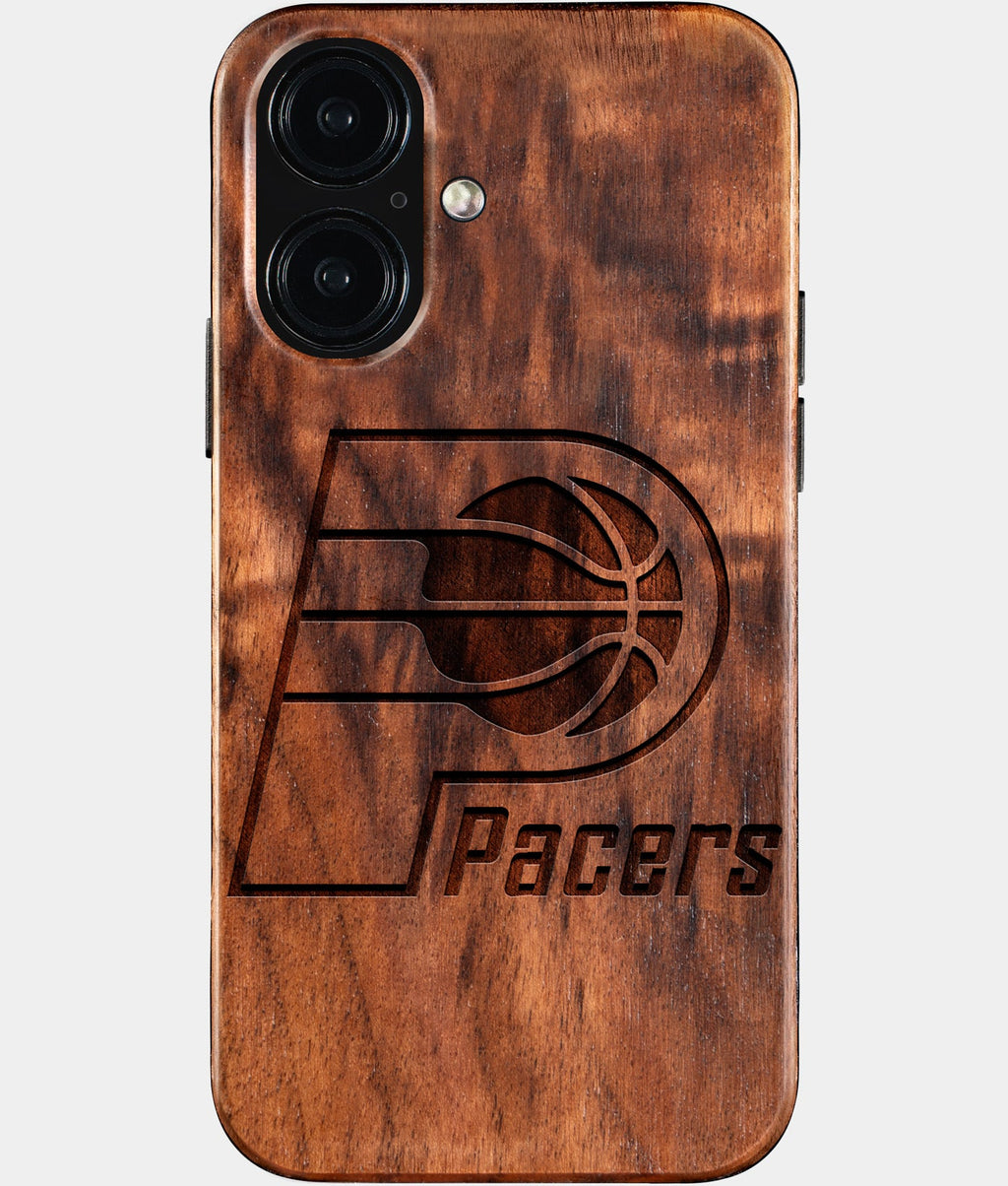 Eco-friendly Indiana Pacers iPhone 16 Case - Carved Wood Custom Indiana Pacers Gift For Him - Monogrammed Personalized iPhone 16 Cover By Aldergrove & Oak