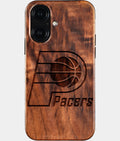Eco-friendly Indiana Pacers iPhone 16 Case - Carved Wood Custom Indiana Pacers Gift For Him - Monogrammed Personalized iPhone 16 Cover By Aldergrove & Oak
